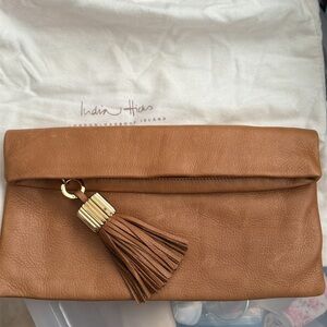 ✨India Hicks Carmen Clutch with Tassel Dust bag included Tan